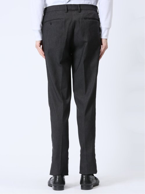 ストレッチ スリムフィット ノータックスラックス デニム風黒(セットアップ可能)