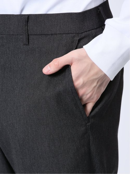 ストレッチ スリムフィット ノータックスラックス デニム風黒(セットアップ可能)