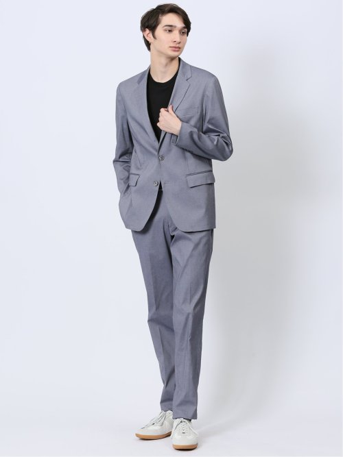 ストレッチ スリムフィット ノータックスラックス ライトデニム調(セットアップ可能)