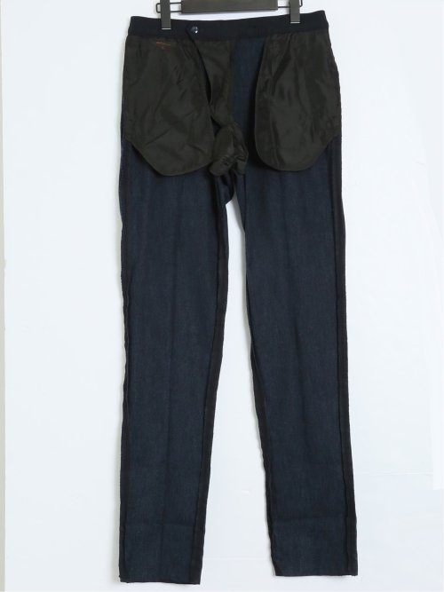 スーパーストレッチ裏起毛 スリムフィット ノータックスラックス ピケ紺