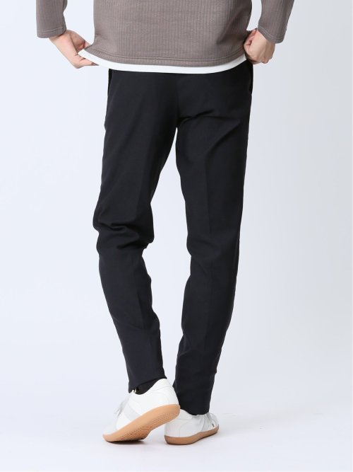 スーパーストレッチ裏起毛 スリムフィット ノータックスラックス ピケ紺