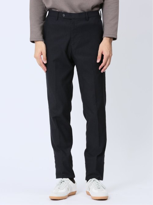 スーパーストレッチ裏起毛 スリムフィット ノータックスラックス ピケ紺