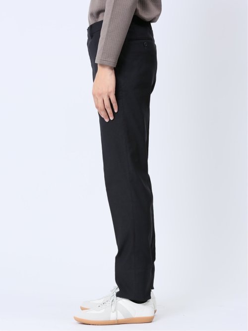 スーパーストレッチ裏起毛 スリムフィット ノータックスラックス ピケ紺