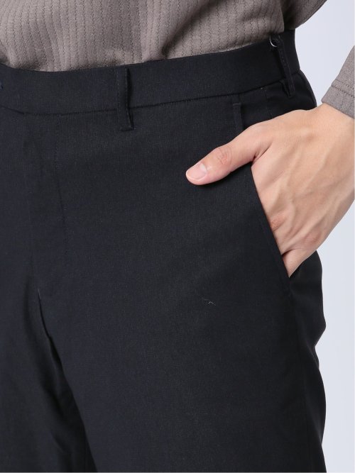 スーパーストレッチ裏起毛 スリムフィット ノータックスラックス ピケ紺