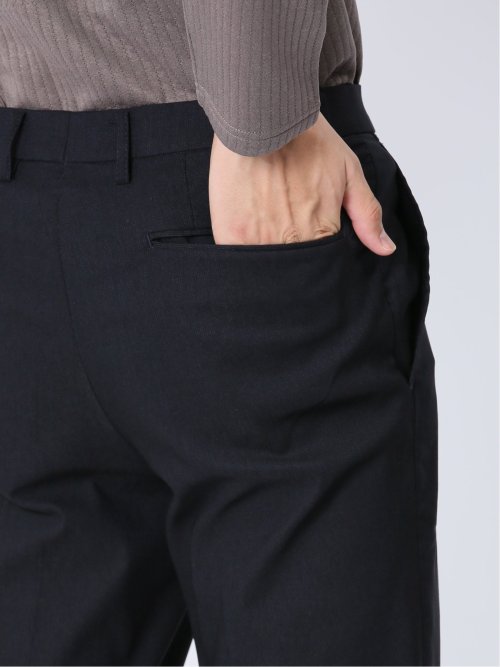 スーパーストレッチ裏起毛 スリムフィット ノータックスラックス ピケ紺