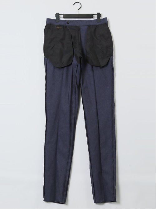 ストレッチ スリムフィット ノータックスラックス デニム風紺(セットアップ可能)