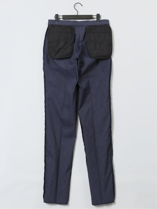 ストレッチ スリムフィット ノータックスラックス デニム風紺(セットアップ可能)