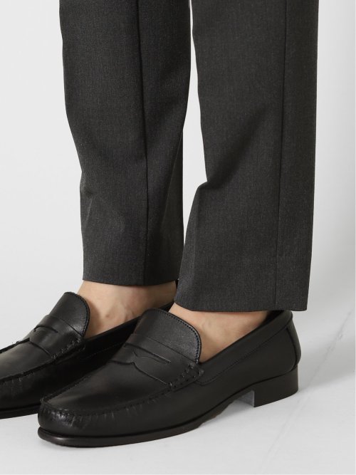 ストレッチ裏起毛 スリムフィット ノータックスラックス デニム黒