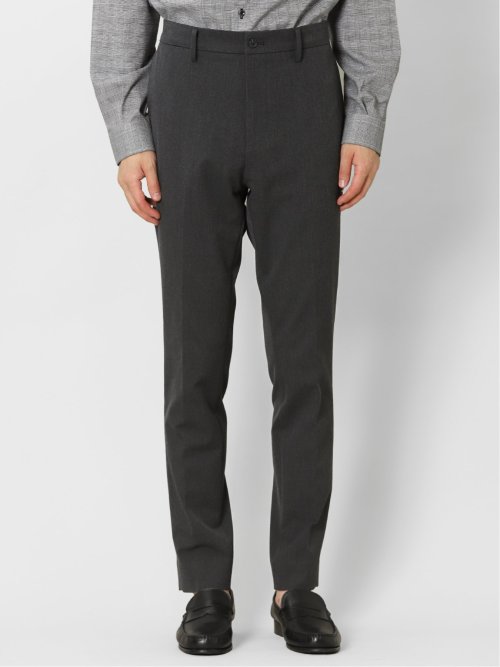 ストレッチ裏起毛 スリムフィット ノータックスラックス デニム黒