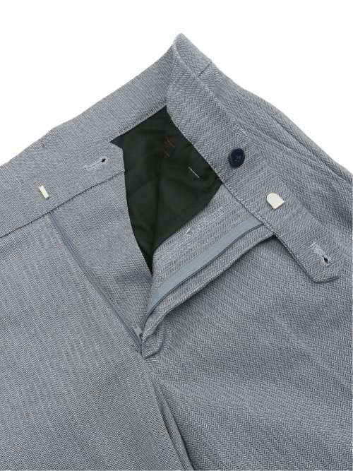 スーパーストレッチ スリムフィット ノータックスラックス ヘリンボンライトグレー