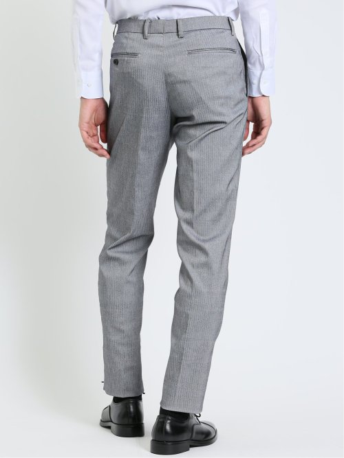 スーパーストレッチ スリムフィット ノータックスラックス ヘリンボンライトグレー