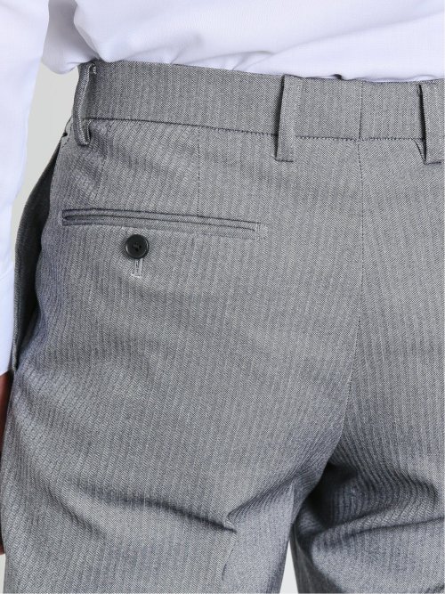 スーパーストレッチ スリムフィット ノータックスラックス ヘリンボンライトグレー