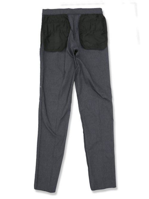 スーパーストレッチ スリムフィット ノータックスラックス ヘリンボン紺