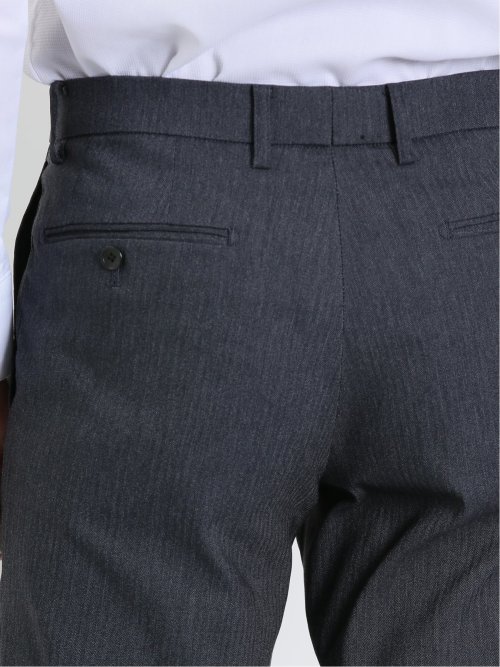 スーパーストレッチ スリムフィット ノータックスラックス ヘリンボン紺