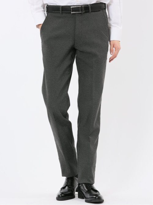 クロスストレッチ裏起毛 スリムフィット ノータックスラックス バーズアイ