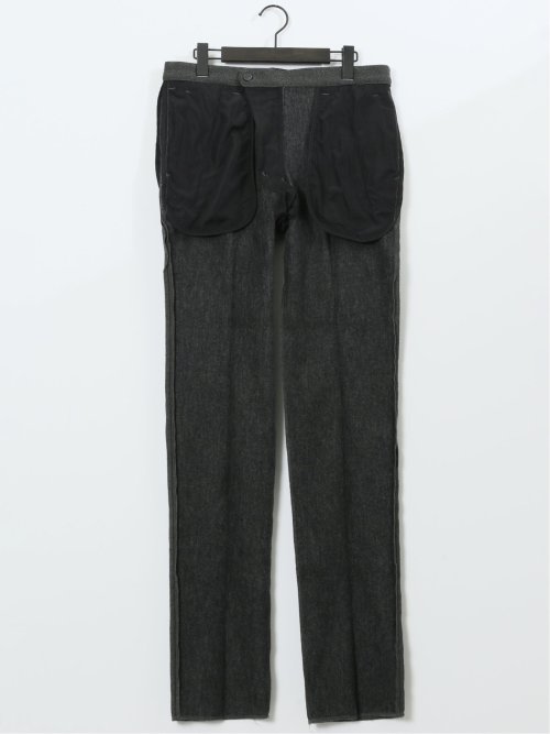 クロスストレッチ裏起毛 スリムフィット ノータックスラックス バーズアイ