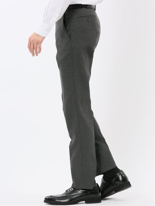 クロスストレッチ裏起毛 スリムフィット ノータックスラックス バーズアイ