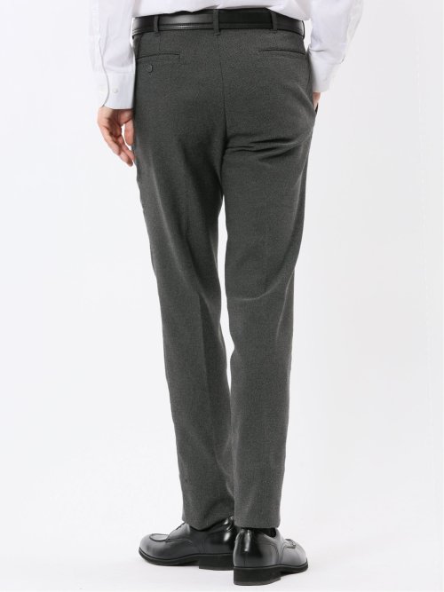 クロスストレッチ裏起毛 スリムフィット ノータックスラックス バーズアイ