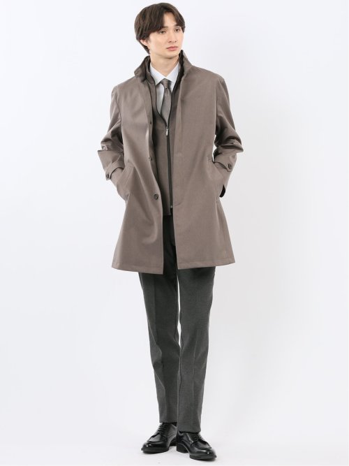 クロスストレッチ裏起毛 スリムフィット ノータックスラックス バーズアイ