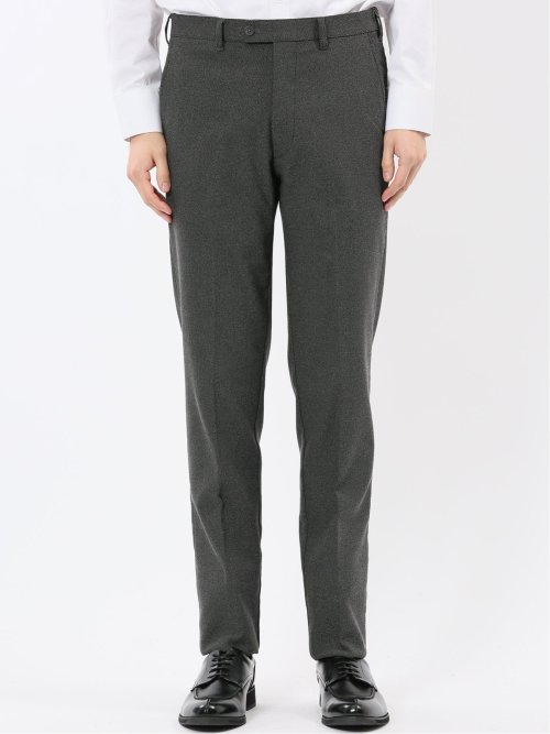 クロスストレッチ裏起毛 スリムフィット ノータックスラックス バーズアイ