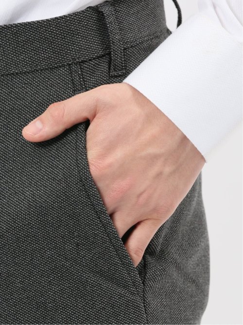 クロスストレッチ裏起毛 スリムフィット ノータックスラックス バーズアイ