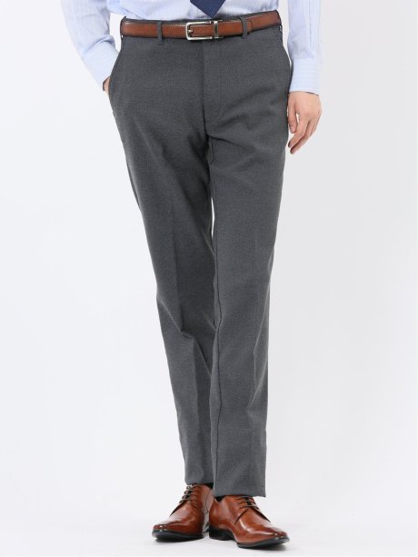 クロスストレッチ裏起毛 スリムフィット ノータックスラックス バーズアイ