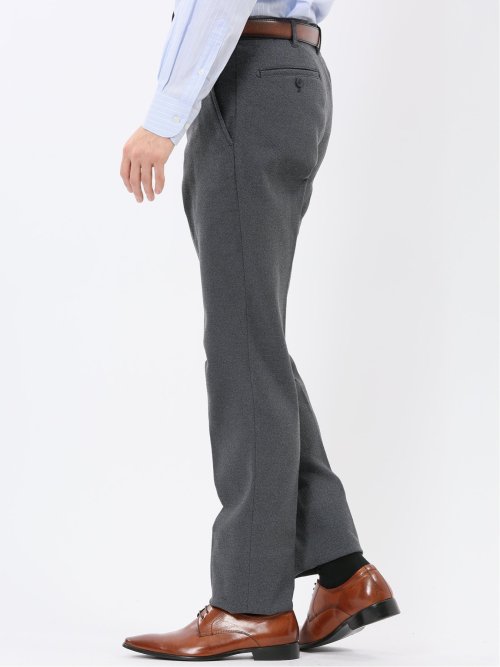 クロスストレッチ裏起毛 スリムフィット ノータックスラックス バーズアイ