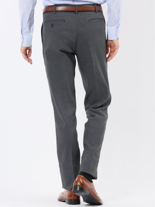 クロスストレッチ裏起毛 スリムフィット ノータックスラックス バーズアイ