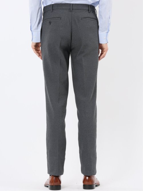 クロスストレッチ裏起毛 スリムフィット ノータックスラックス バーズアイ