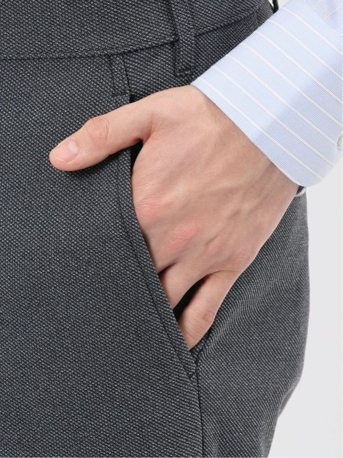 クロスストレッチ裏起毛 スリムフィット ノータックスラックス