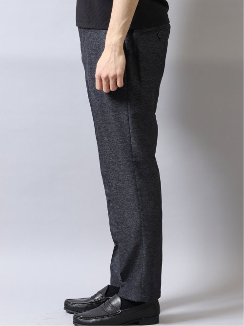 カラミ織りストレッチ スリムフィットパンツ 紺(セットアップ可能)