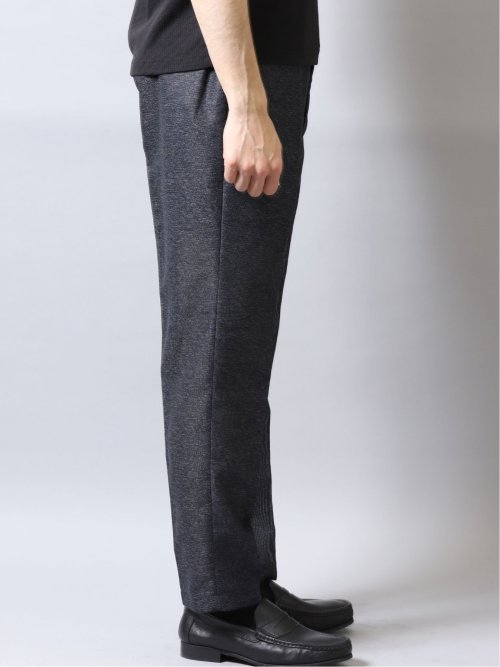 カラミ織りストレッチ スリムフィットパンツ 紺(セットアップ可能)