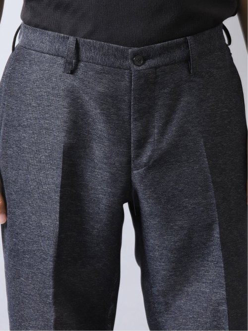 カラミ織りストレッチ スリムフィットパンツ 紺(セットアップ可能)