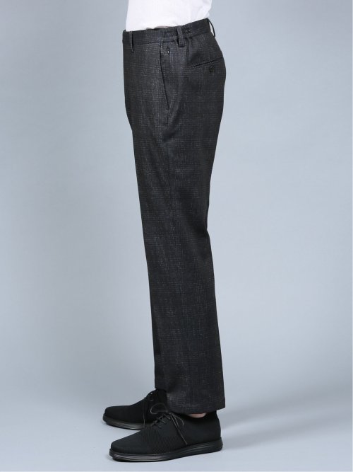 プリントジャージ スリムフィット パンツ チェック紺(セットアップ可能)