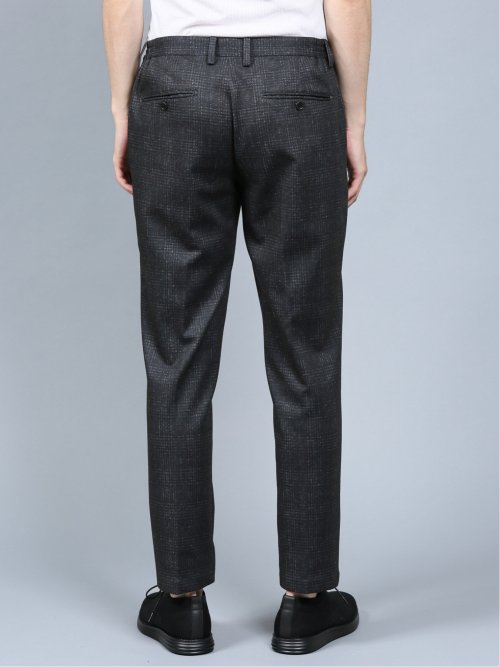 プリントジャージ スリムフィット パンツ チェック紺(セットアップ可能)