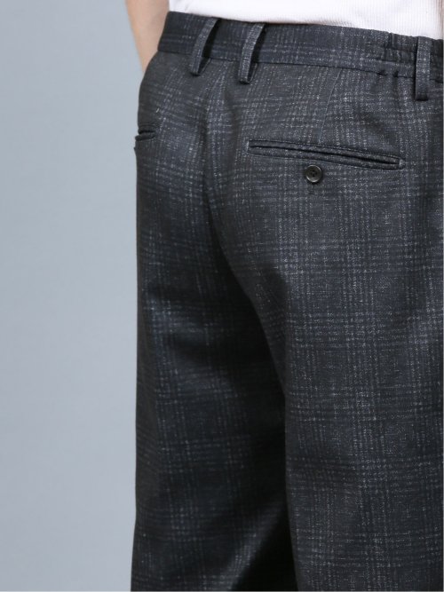 プリントジャージ スリムフィット パンツ チェック紺(セットアップ可能)