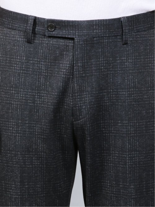 プリントジャージ スリムフィット パンツ チェック紺(セットアップ可能)