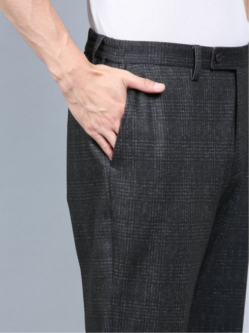 プリントジャージ スリムフィット パンツ チェック紺(セットアップ可能)