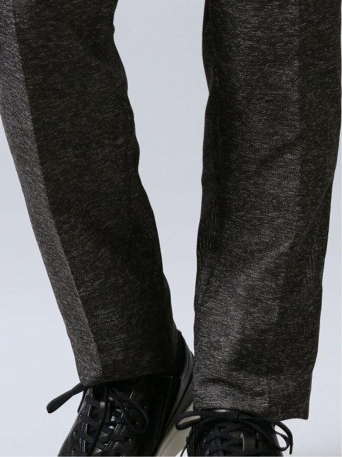 カラミ織りストレッチ スリムフィットパンツ こげ茶(セットアップ可能)