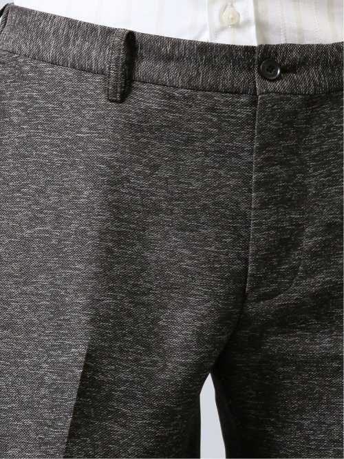 カラミ織りストレッチ スリムフィットパンツ こげ茶(セットアップ可能)