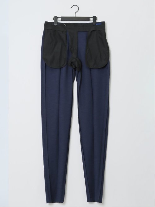 軽量 スリムフィット ノータックパンツ 青(セットアップ可能)