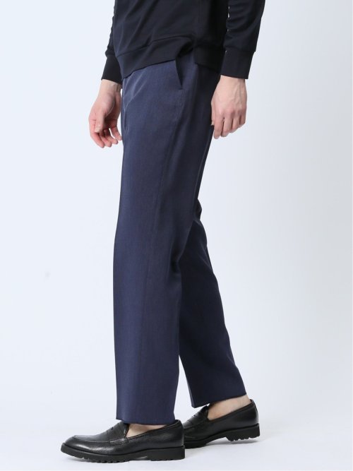 軽量 スリムフィット ノータックパンツ 青(セットアップ可能)