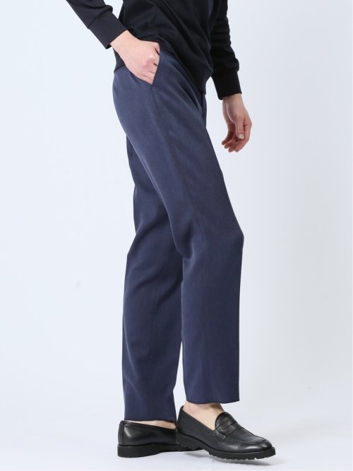 軽量 スリムフィット ノータックパンツ 青(セットアップ可能)