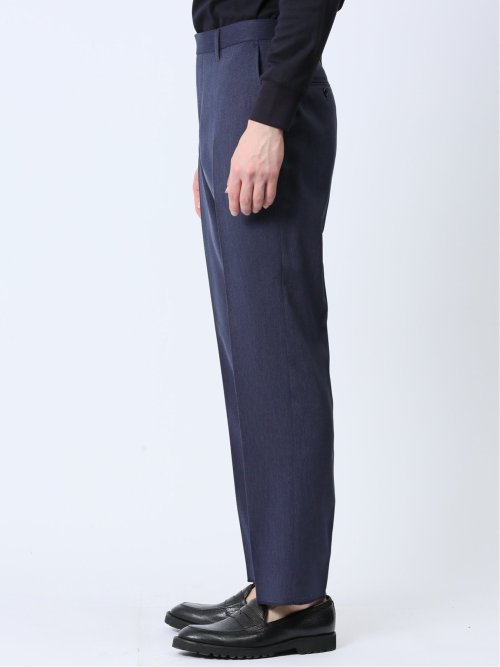 軽量 スリムフィット ノータックパンツ 青(セットアップ可能)