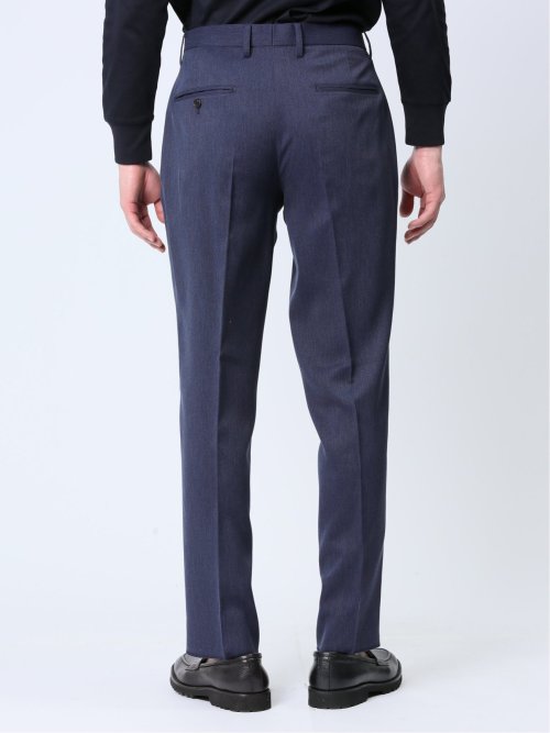 軽量 スリムフィット ノータックパンツ 青(セットアップ可能)