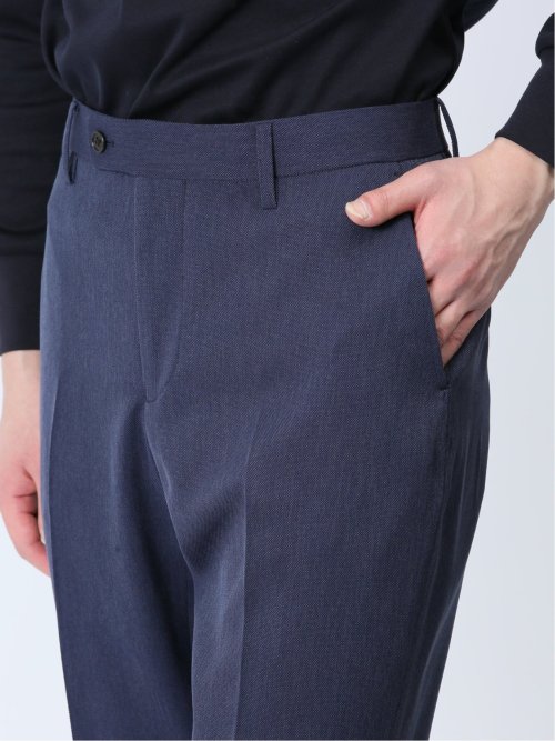 軽量 スリムフィット ノータックパンツ 青(セットアップ可能)