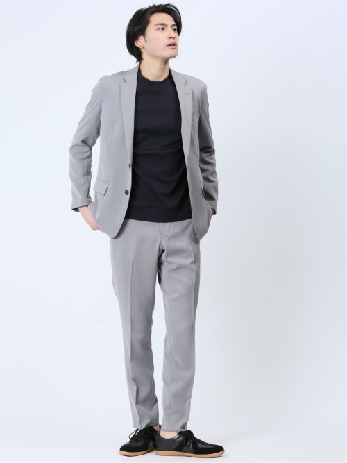 軽量 スリムフィット ノータックパンツ ライトグレー(セットアップ可能)