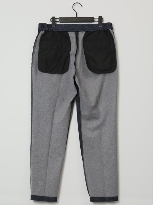 TechMove スリムフィット ノータックパンツ チェック紺(セットアップ可能)