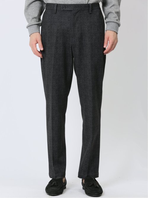 TechMove スリムフィット ノータックパンツ チェックグレー(セットアップ可能)