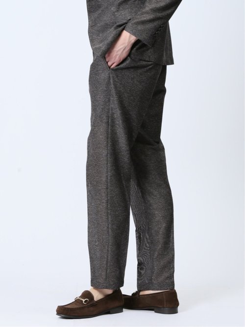 TechLinen スリムフィット ノータックパンツ 茶(セットアップ可能)